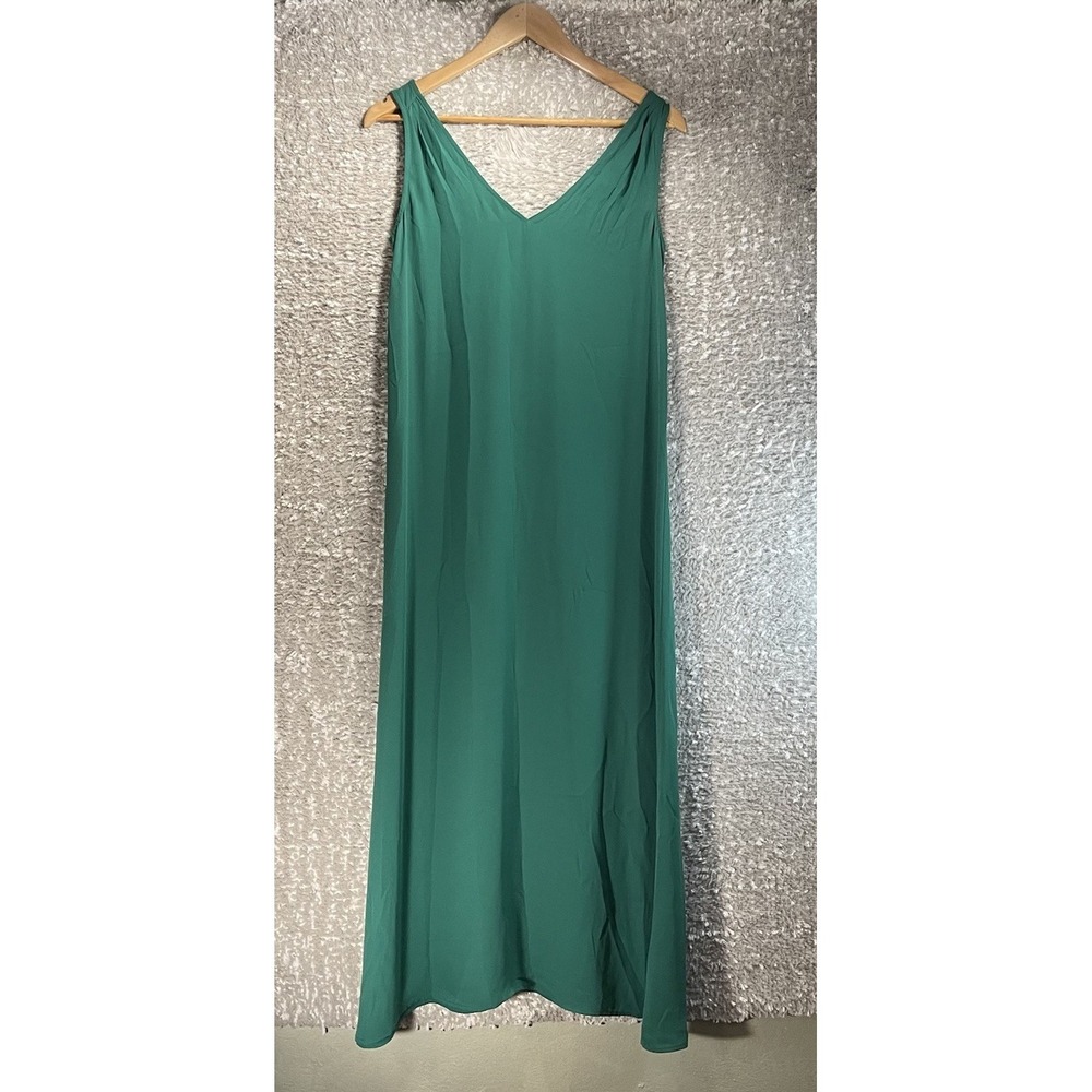 J.CREW V-neck Maxi Slip Dress XXS Lightweight Polyester Green Lagenlook Preppy
